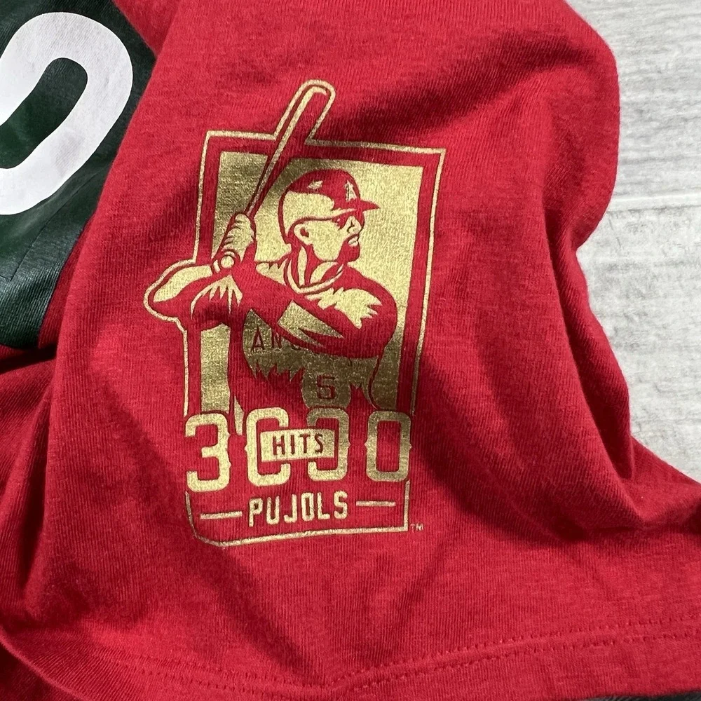 NIKE TEE MLB LOS ANGELES ANGELS PUJOLS 3000th HIT RED GRAPHIC‎ T-SHIRT XL NWT